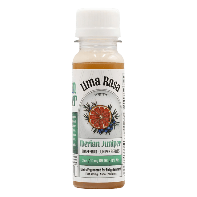 Uma Rasa's Iberian Juniper shot: 10mg Delta-9 THC, 30mg CBD, grapefruit, juniper flavors. Crafted by Perfect Plant. Fast delivery by Consider It Flowers.