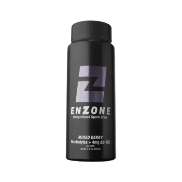 Enzone Sport Drink: mixed berry flavor, electrolyte hydration and low-dose THC to keep you performing at your best when the pressure is on.