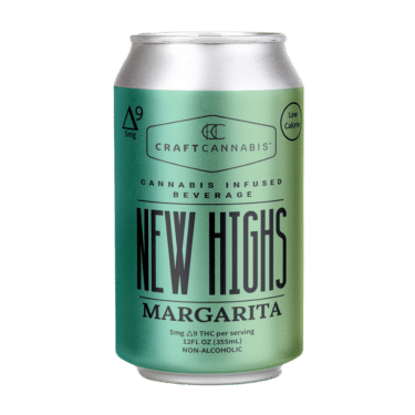 New Highs Margarita delivers tangy lime flavor and 5mg THC for a smooth, uplifting buzz in a low-calorie, lightly carbonated NA drink.