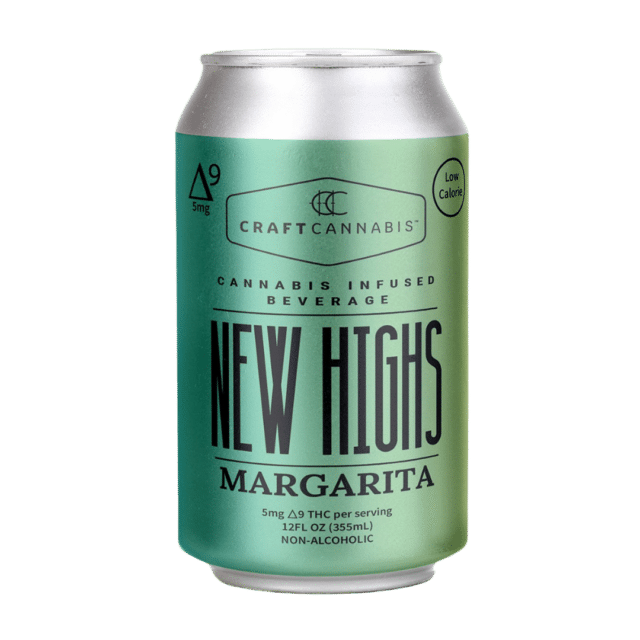 New Highs Margarita delivers tangy lime flavor and 5mg THC for a smooth, uplifting buzz in a low-calorie, lightly carbonated NA drink.