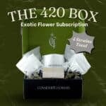 The 420 Box: Exotic Flower Subscription with of exotic ultra premium flower. Four strains: sativa, hybrid, and indica.