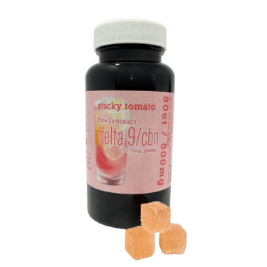 Sticky Tomato’s Pink Lemonade Gummies blend THC and CBN for calming effects with a sweet, tangy flavor. Made by Craft Cannabis in Nashville.