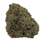 Exotic Double Stuff THCA flower showing dense purple and green buds with heavy trichome coverage